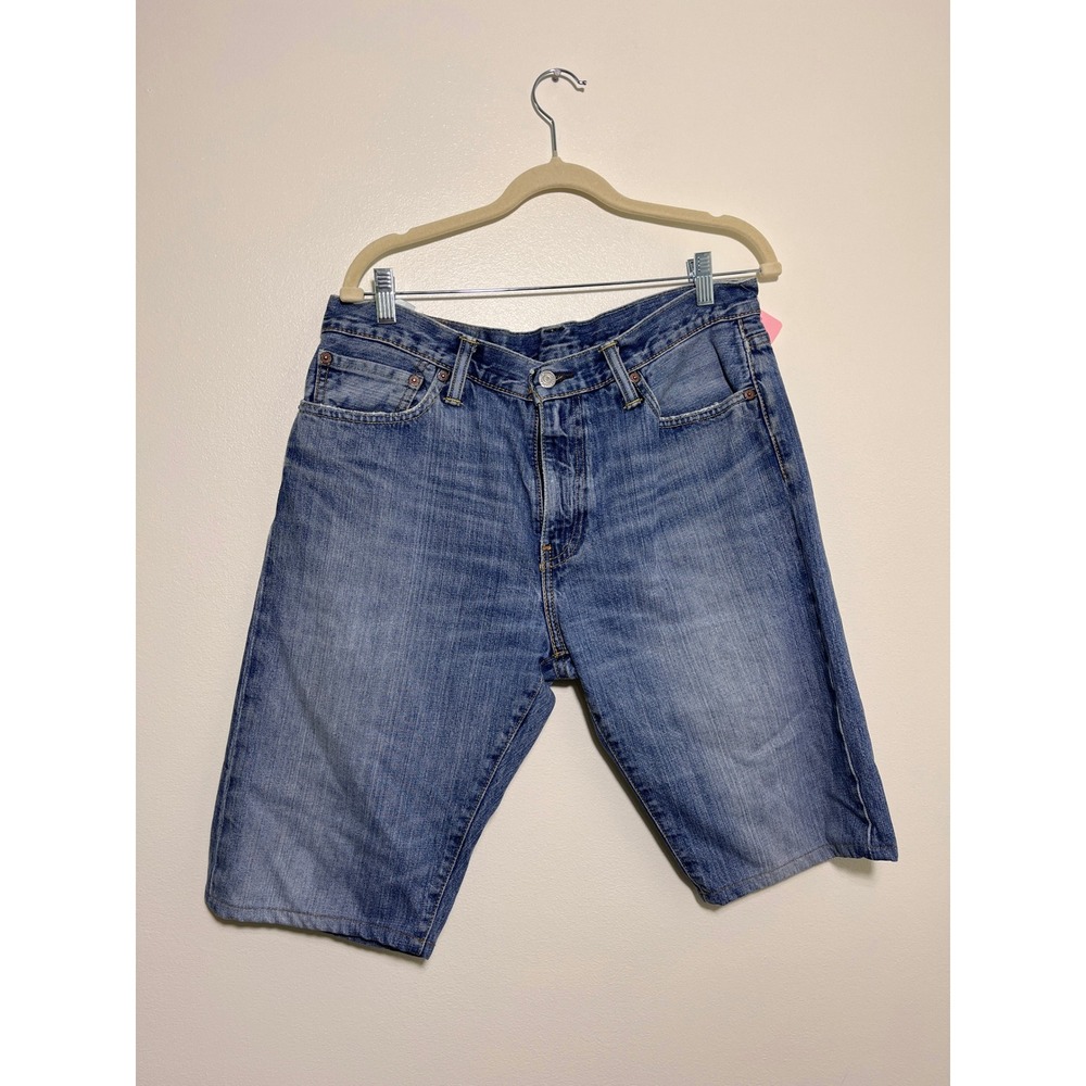 Levis 504 Regular Straight Fit Denim Shorts Mens 34 Blue Medium Wash Jean Shorts
